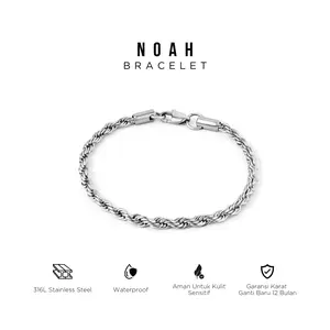 PROJECT NINETYSEVEN - NOAH Bracelet - Gelang Tangan Pria Wanita Titanium Anti Karat Rantai Tambang Mewah Elegan (BELI 3 GRATIS 1)