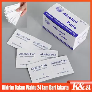 Isi 100Pcs Alkohol Pads Kapas Alkohol Tissue Alkohol