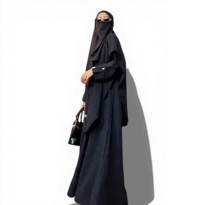 Al Hasbihasanah Abaya khimar Aliyah Bahan Anti UV Desain Turki Arab Umroh Haji Wanita Muslim Hitam Maxi