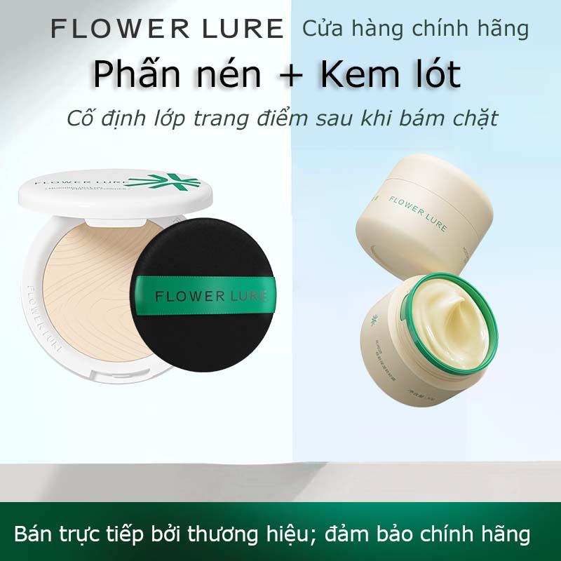 Flowerlure Phấn nén 7.2g+ Kem lót 30g, bộ sản phẩm, cố định trang điểm, kiểm soát dầu, lâu trôi, dặm lại, phấn phủ, da khô và da dầu, cửa hàng chính hãng dạng bột