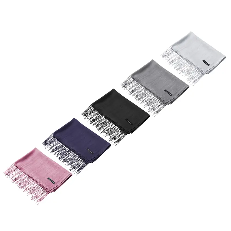 Khăn Quàng Cổ Cashmere Màu Trơn Có Tua Rua Cho Nữ, Khăn Quàng Cổ Dài Và Mỏng Cho Nữ, Khăn Choàng Nữ (Phong Cách Mỏng), Xuân Thu, Plain 3