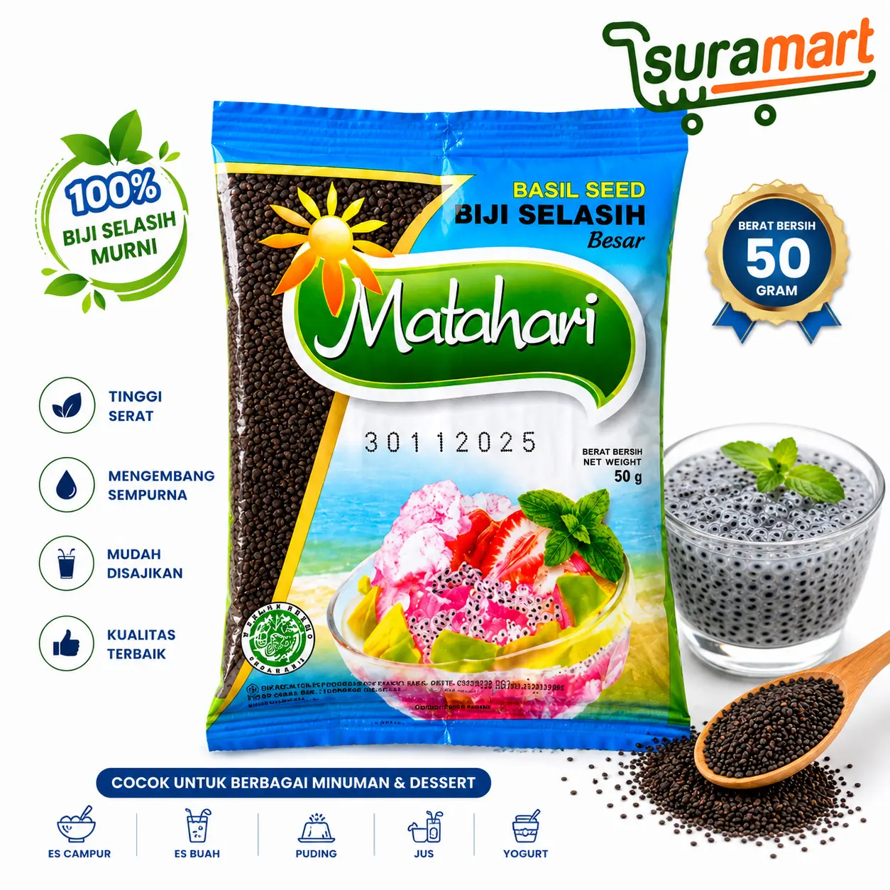 (50gr) SELASIH MATAHARI Sachet untuk Toping Minuman dan Jelly Drink