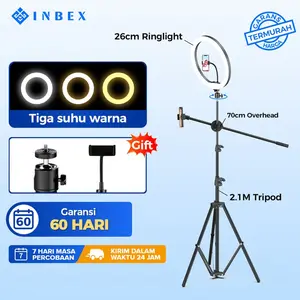 【COD】【warranty 60 HARI】 26CM 3D LED selfie ring light with 210cm tripod and mobile phone stand for live streaming Holder Lamp