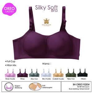 Bra Oreo (Promo 3pcs) Art 9220 Silky Soft Bh Busa Tipis Full Cup C Tanpa Kawat Kait 4 Size 42-48 Wanita Dewasa