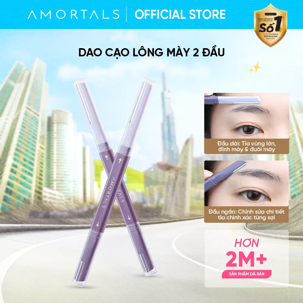 [OFFICIAL] Dao cạo lông mày hai đầu Amortals dao tỉa lông mày tiện lợi không gỉ an toàn cho da nhạy cảm