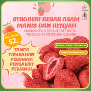 【Luckymore】HALAL Stroberi Beku Kering Renyah 52g- Camilan Sehat & Alami Tanpa Pengawet, Rendah Kalori, Kaya Vitamin C, Cocok untuk Anak & Vegetarian - Keripik Manis Food Snacks Bayi