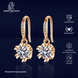 OS5-ME11 Anting Wanita Henri Moissan Permata 1ct Moissanite 5 Layer Platinum Sertifikat GRA Asli Garansi 1 Tahun Berkualitas Tinggi High Quality Anti Luntur Karat Berubah Warna Aksesoris Perhiasan Anting Nikah Permata VVS1 Elegan Free Box