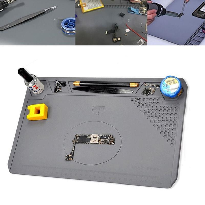 Temperature Resistant Heat Insulation Soldering Mat Heat Resistant Silicone Repair Pad Desk Platform ESD Working Pad Computer 1