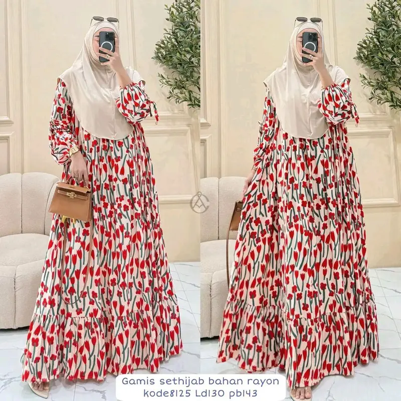 Lavanya Set Hijab Gamis syari || Gamis Set Hijab Dress Wanita Rayon  Diamond 8