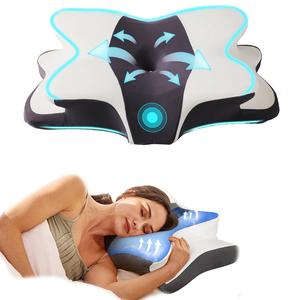 睡眠専門家が推奨するネックピロー、側向き寝用枕、記憶泡素材の背中とお腹向き用枕、2段階高さ調整、ゾーン別コンツアーデザイン