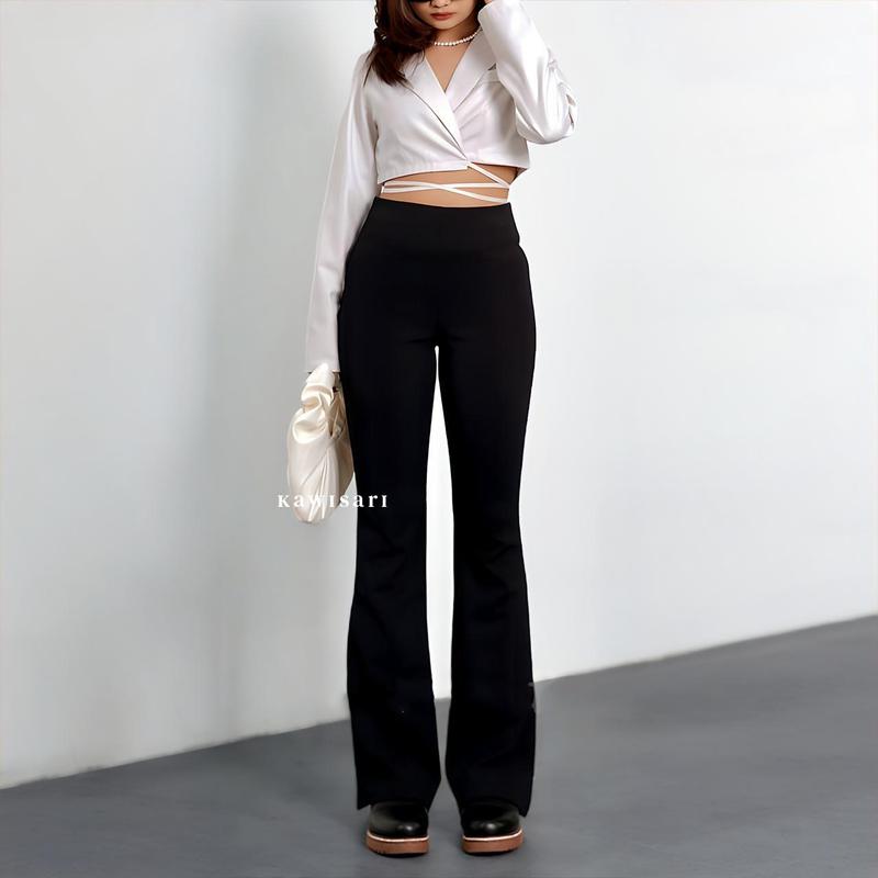 Gayanti - Evelyn Flare Pants Scuba - Highwaist Cutbray Pinggang Karet Premium Celana Fit 1