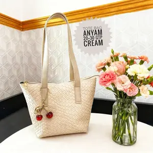 Tote Bag Anyam Tas Bahu Terlaris Motif Anyam Termurah Muat Banyak Cocok untuk Jalan-jalan GABTUNGAN CHERY Terpisah