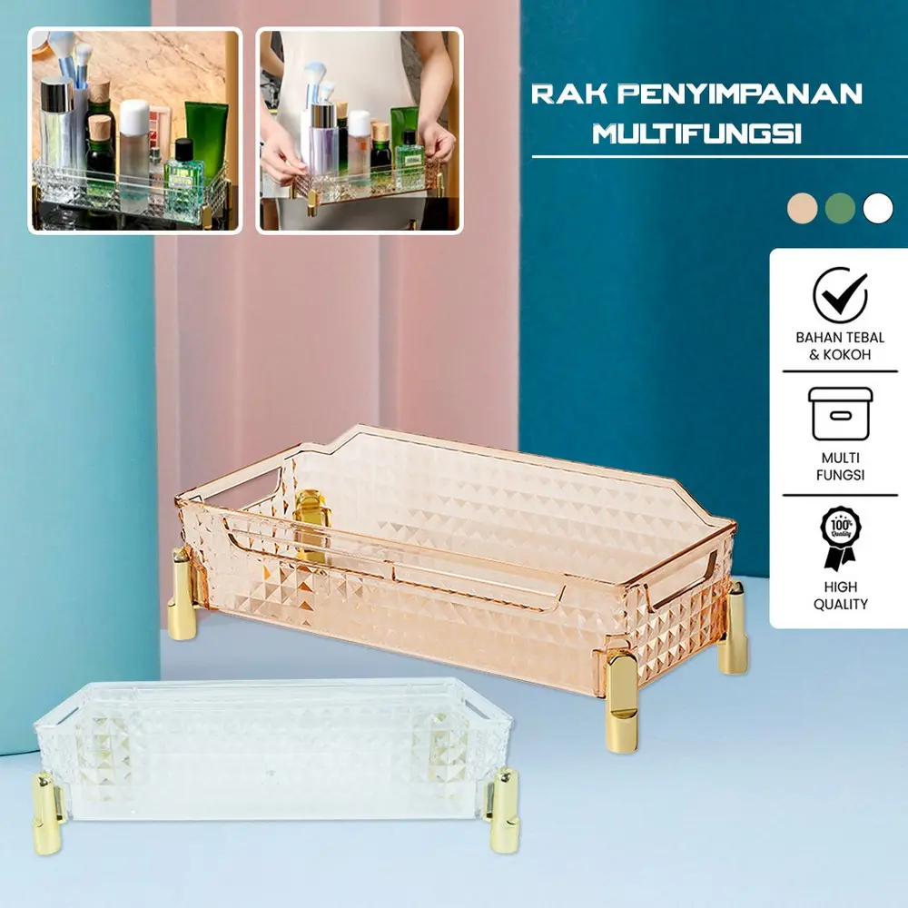 Rak Kosmetik Diamond Organizer Make Up Acrylic  Rak Tempat Alat Kosmetik Rak Penyimpanan Multifungsi