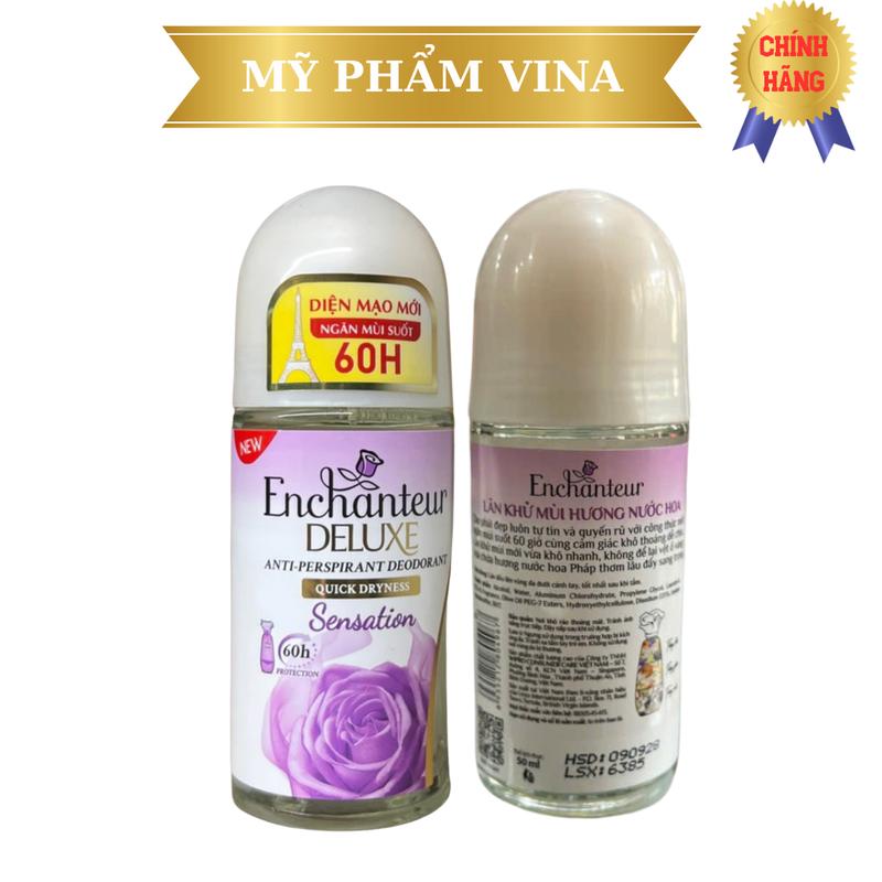  Lăn khử mùi hương nước hoa tim Enchanteur Deluxe Sensation 50ml  nước trong  