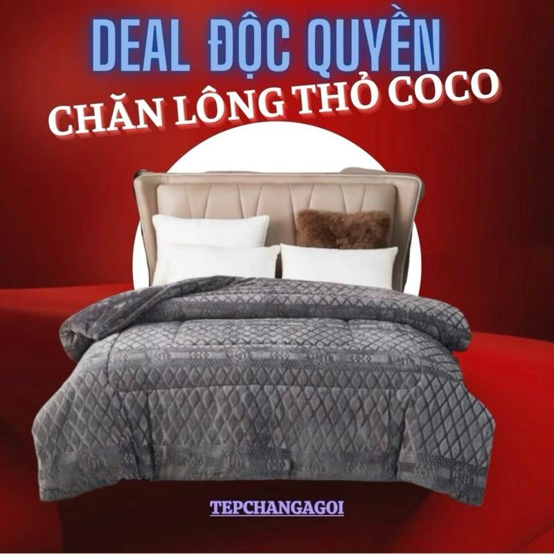 Chăn lông thỏ COCO cao cấp ĐỒNG ANH BEDDING họa tiết nhiều màu sang trọng quý phái cân nặng 4kg kích thước 2m × 2m3