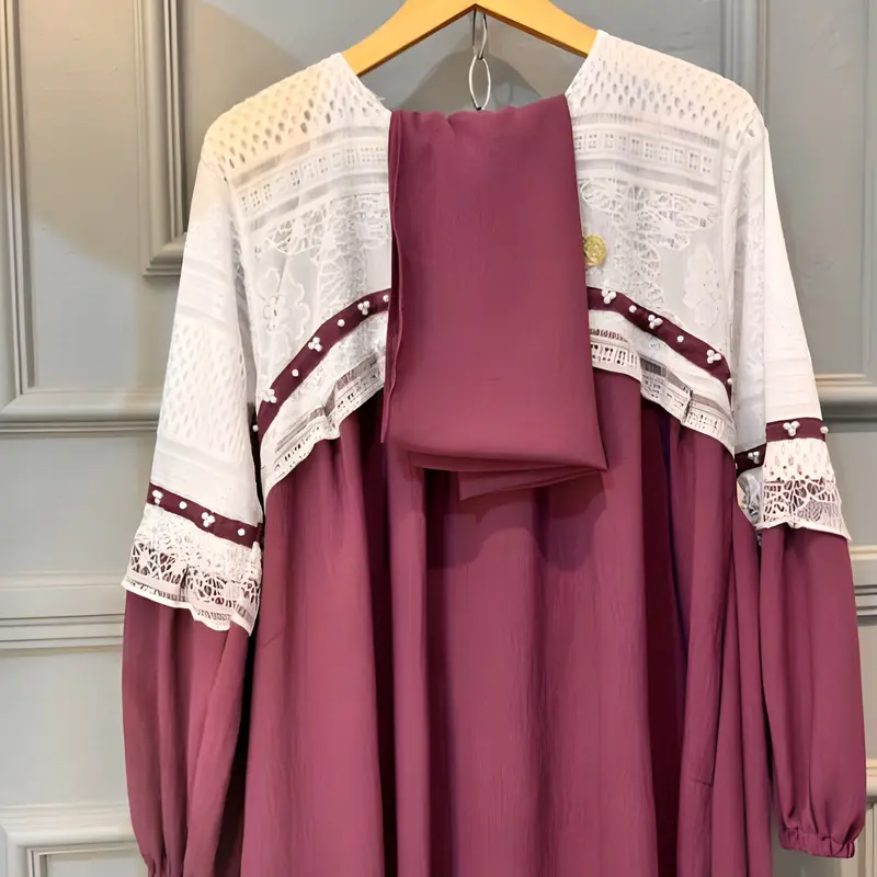 AULIA DRESS/GAMIS MUSLIM WANITA BAHAN CRINGKLE MIX BRUKAT PREMIUM 1