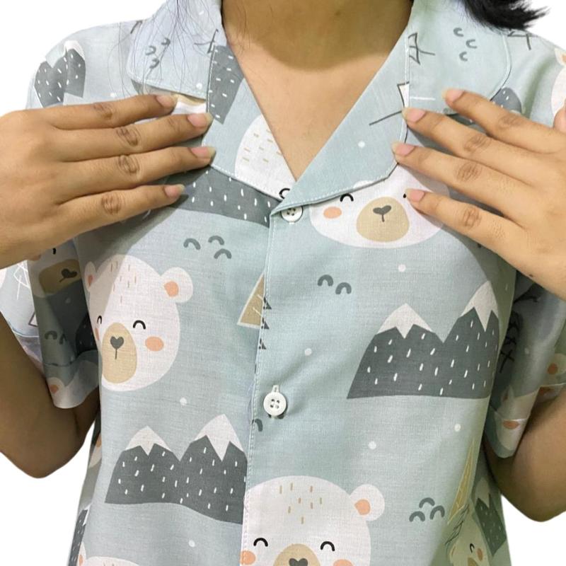 Piyama wanita bahan kain katun premium,baju lengan pendek,celana pendek pake saku paspoal/saku bobok 5