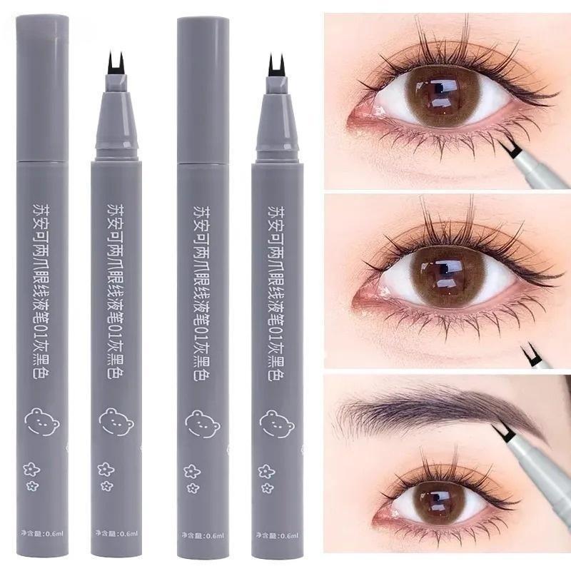  Bút Kẻ Mắt Dạng Lỏng Siêu Mịn Đầu Nĩa Đôi Lông Mi Dưới Không Thấm Nước 2 Nĩa Bút Chì Kẻ Mắt Dài Và Dưới Mỹ Phẩm 