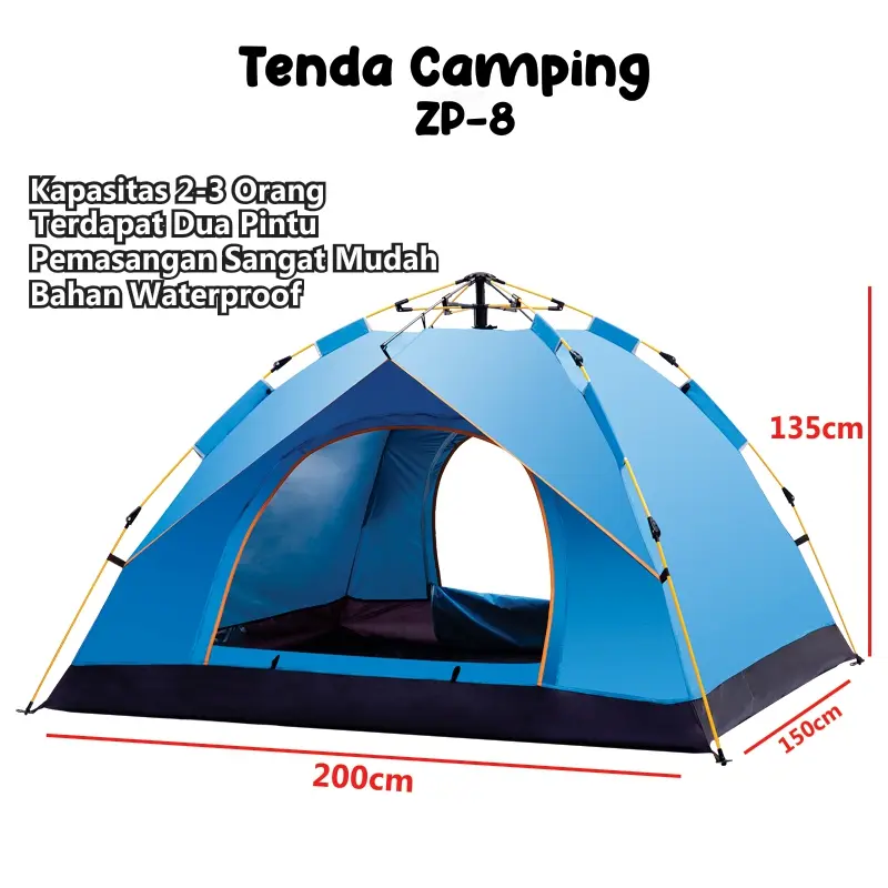 Mymy.Surabaya - { COD } Tenda Camping Kapasitas 2-4 Orang Tenda Otomatis Outdoor & Indoor Tenda Gunung ZP-8 4