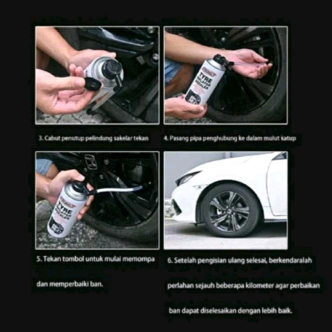 Pompa Ban Darurat Plus Cairan Anti Bocor Ban Tublees ARCHELE 450 ml 5