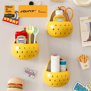 Kotak Penyimpanan Pir Bulan Musim Luruh, Reka Bentuk Kartun yang Seronok dan Kreatif, Penyepit dan Perkakas Dapur, Bakul Longkang, Penyimpanan Bilik Mandi, Magnetik dan Versi Pelekat Tanpa Jejak