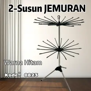 (YS)Jemuran Menara Stainless Steel 2 Tingkat  Jemuran Menara Baju  10 jari jari
