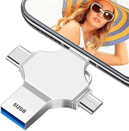 Flash Disk OTG 2TB 1TB 512G 128G 64G 32G  4 IN 1  USB 3.0 Flash drive Thumb Micro + Type C + Li9htnin9 +Andiord +IOS External Data storage Usb  Drive Multi Function Portable Photo Stick Compatible with iphone,ipad,macbook,Samsung,Laptop,Tablet,PC 4