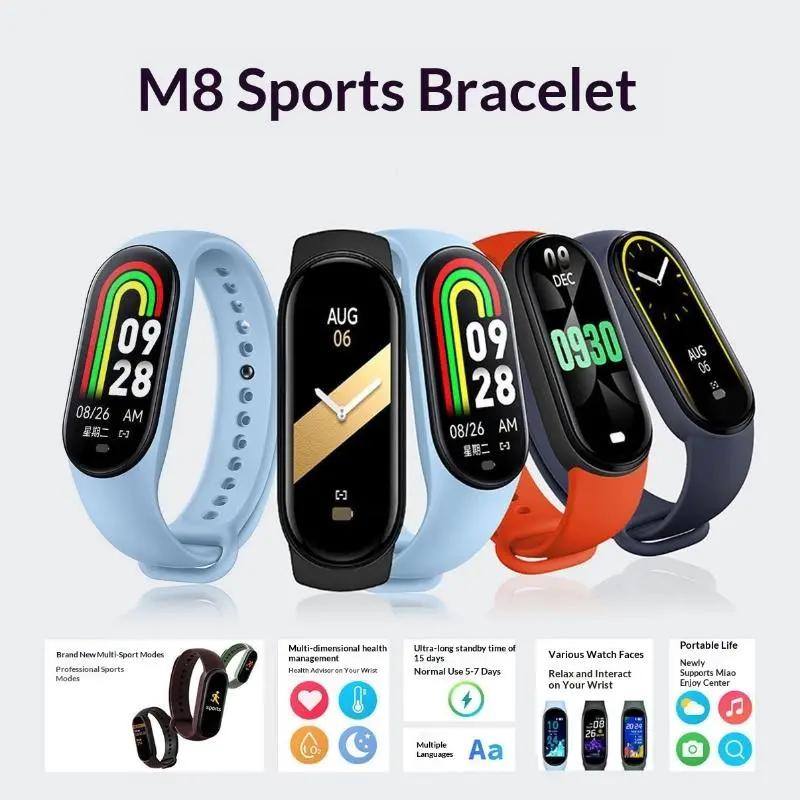 M8 ban nhạc thông minh thể thao hoạt động Tracker thời gian thực Heart Rate Monitor Non-Slip Silicone dây đeo cho nam giới phụ nữ phòng tập thể dục tập luyện