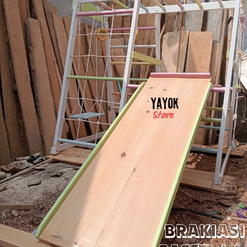 Brakiasi Tipe 1.4 Meter papan duduk // warna pelangi / natural - full colour / Playground anak kayu/ Montessori school Mainan 6
