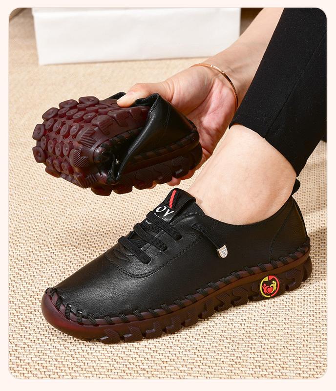 Product Introduction of Sneakers Women Shoes Leather Loafers Shoes for Women Comfortable Slip on Shoes Hand Sewing Thread Mom Shoes 19
