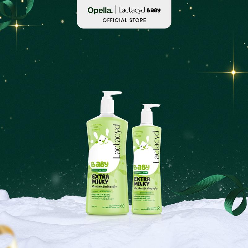  Bộ Sữa Tắm Gội Trẻ Em Lactacyd Baby Extra Milky Size Jumbo 800ml + Chai Sữa Tắm Gội Trẻ Em Extra Milky 500ml Cho Bé 