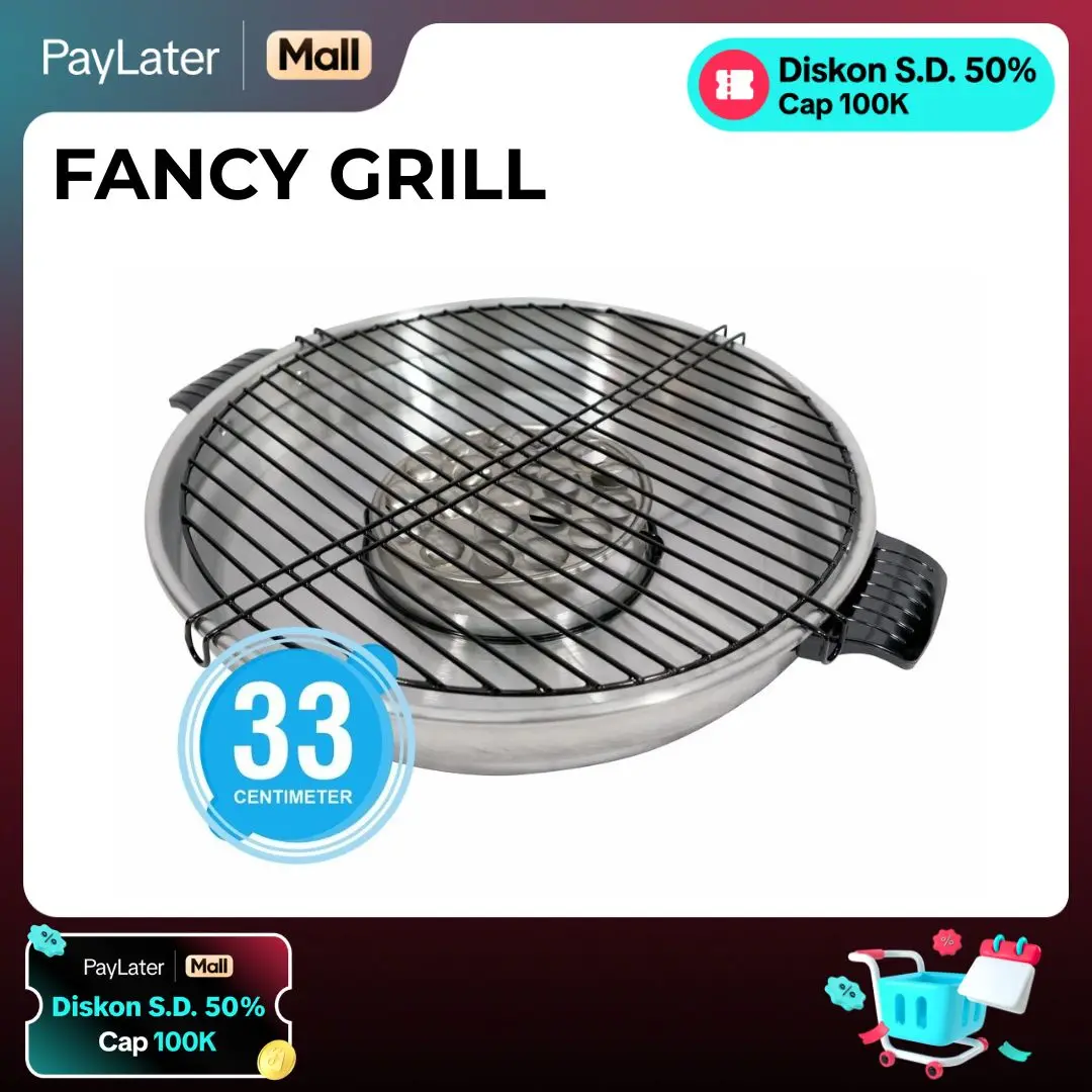 Maspion Fancy Grill 33cm Alat Panggangan Bbq Tempat Panggang Sate Ikan Sosis Panggangan Daging Serbaguna 33cm Aluminium Arang