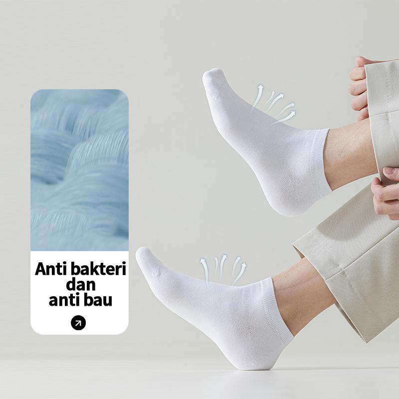 ECOISM Kaos Kaki Pria Harian & Olahraga Katun Adem Anti Bau Nyaman Dipakai Seharian (5 Pasang) | Kaos Kaki Cowok Dewasa Kerja