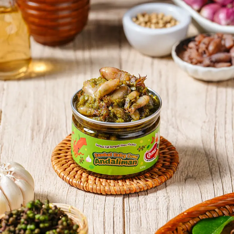 QuinnSambal - Sambal Baby Cumi Andaliman khas Medan Food Makanan 150g 2