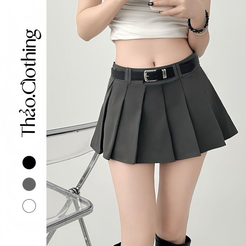 [TẶNG KÈM ĐAI] Chân Váy Xếp Ly Dáng Ngắn Kèm Dai Có Quần Bảo Hộ Chất Đẹp