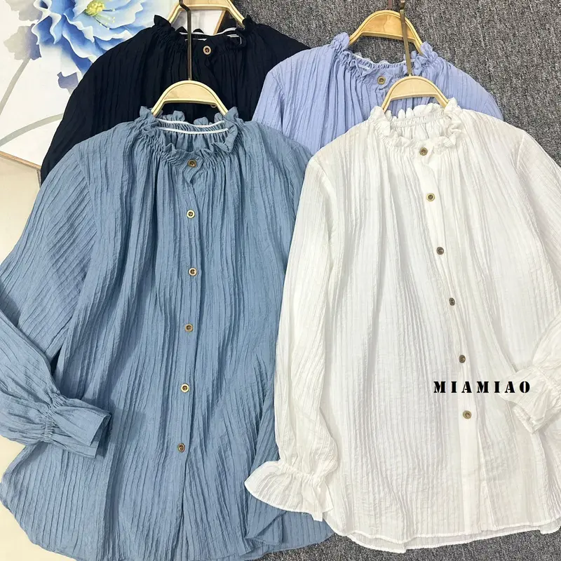 Naura Blouse Crinkle || Atasan wanita Ruffle neck  || Women shirt 0