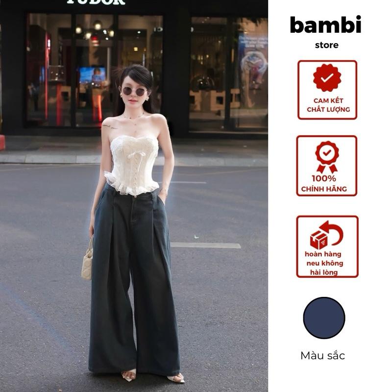 Bambi Áo quây corset trắng viền bèo ren