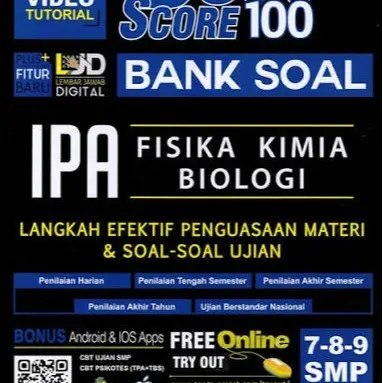 Buku Best Score 100 Bank Soal IPA SMP/MTs Kelas 7, 8 & 9 – Fisika, Kimia, Biologi | Langkah Efektif Penguasaan Materi & Soal-Soal Ujian Lengkap dengan Tips & Trick Video Tutorial