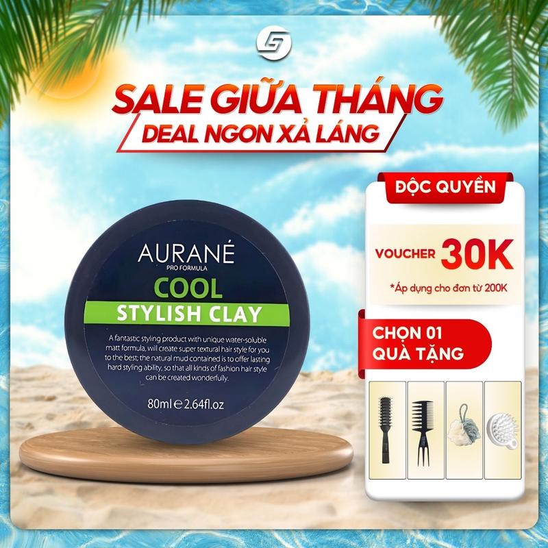 Sáp vuốt tóc Aurane Cool Stylish Clay 80ml – Hỗ trợ chăm sóc tóc -  Giữ nếp khoảng 10 đến 12 tiếng – Hỗ trợ Dưỡng Tóc Kiềm dầu thừa, mồ hôi – Tặng kèm lược bán nguyệt Chaoba