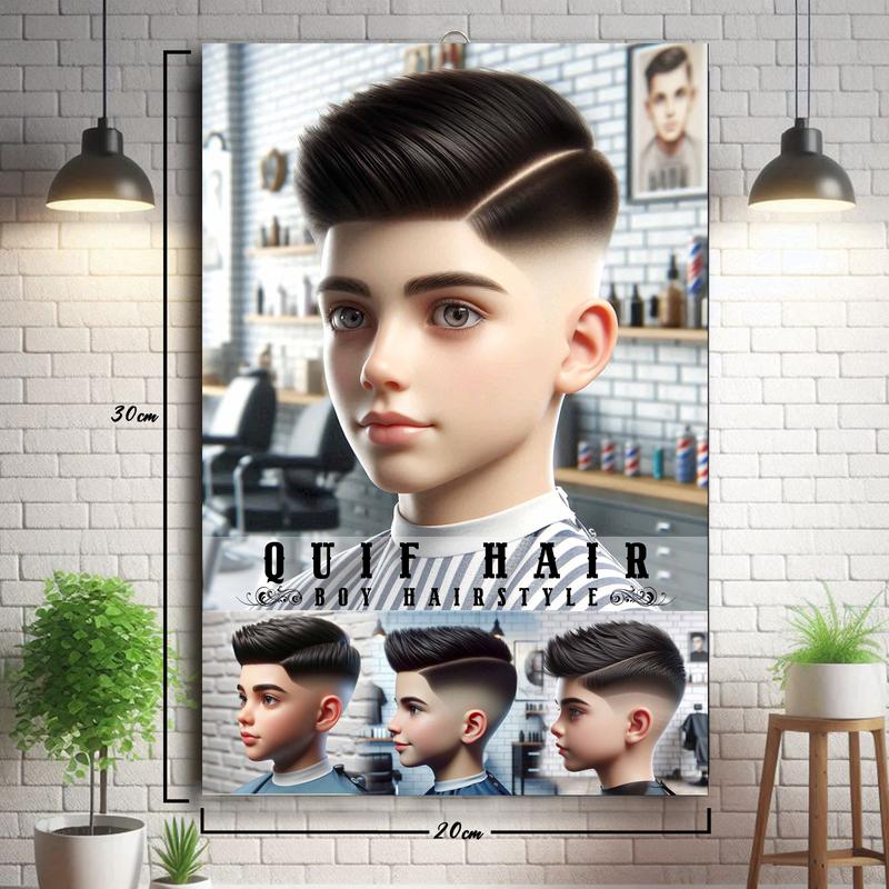 POSTER PAPAN KAYU PANGKAS RAMBUT, BARBERSHOP DAN SALON , MODEL RAMBUT ANAK Laki-laki Pria Pria 1
