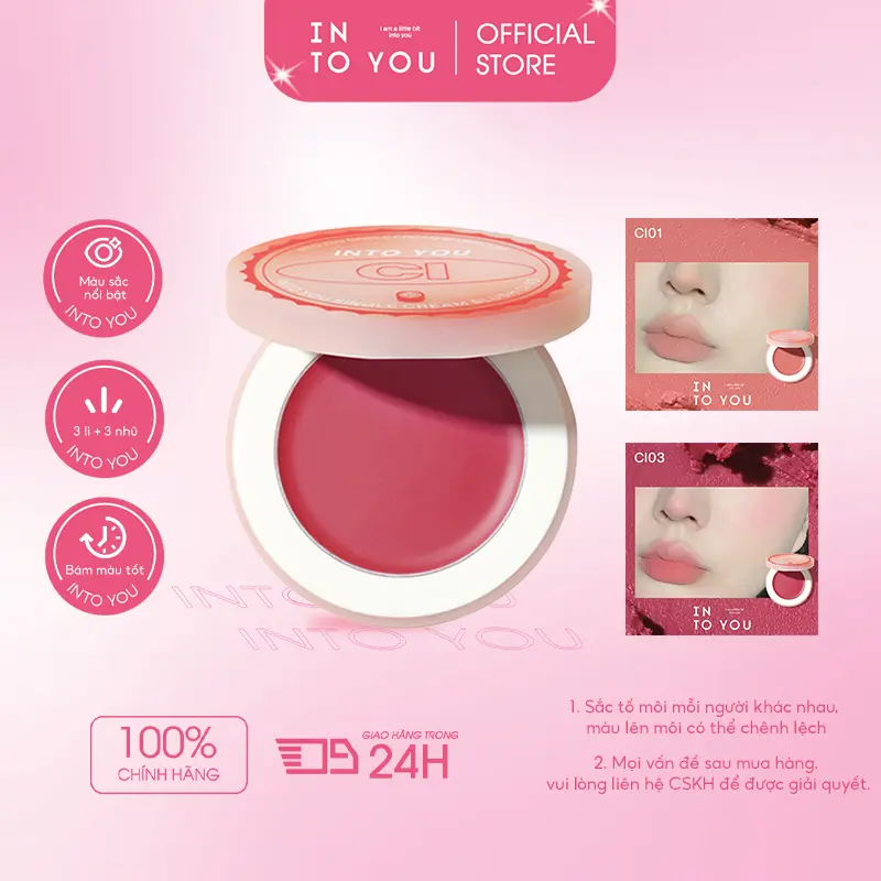 Phấn Má Mở Nắp INTO YOU Chất Lì Đơn Sắc Hiệu Ứng Bắt Sáng Màu Chuẩn 4g 0