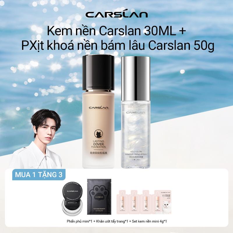 COMBO Bộ Sản Phẩm Trang Điểm Khuôn Mặt Kem Nền Dạng Lỏng Dưỡng Ẩm Lâu Trôi 30ml Xịt Khoá Nền 50ml