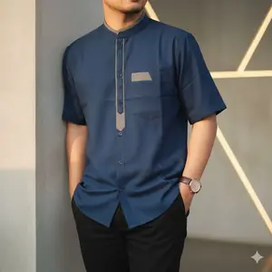 Baju kemeja koko pria Lengan pendek Kemko Dewasa Motif Polos Katun Toyobo Abu Hitam Putih Coksu ORI