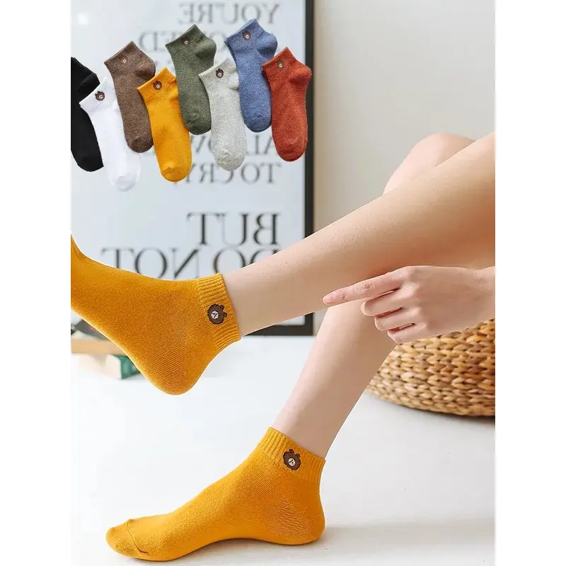 [ANTS] KAOS KAKI FASHION KOREA PENDEK ANKLE SOCK MOTIF BEAR POLOS