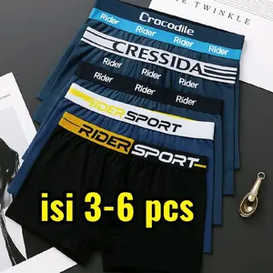paket isi 3-6 pcs celana dalam Pria Dewasa _ boxer ice silik yang lagi viral _ katun karet motif radom
