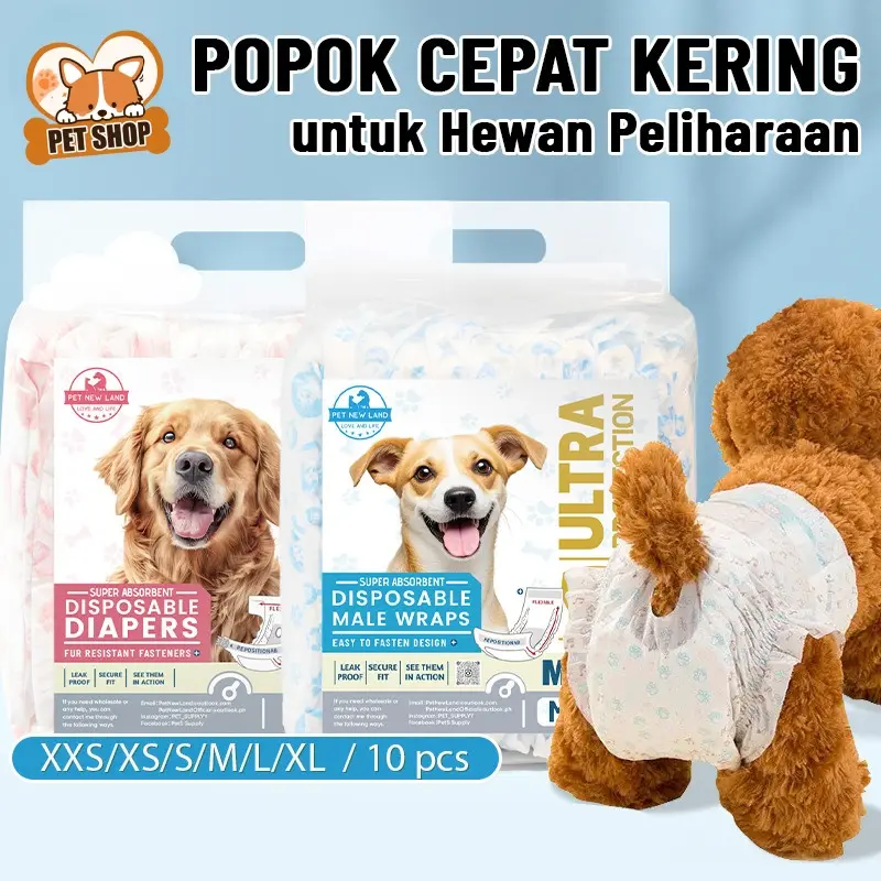 1 Paket Diapers Kucing Diapers Anjing Anti Bocor Popok Anjing Jantan Betina Popok Hewan