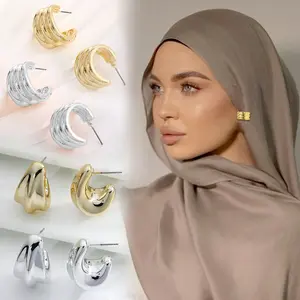 Minzo Anting Hijab Setengah Bulat Perhiasan Earrings Perhiasan Sederhana Fashion Vintage Retro Wanita Korea Minzo Anting Hijab Setengah Bulat Perhiasan Earrings Perhiasan Sederhana Fashion Vintage Retro Wanita Korea