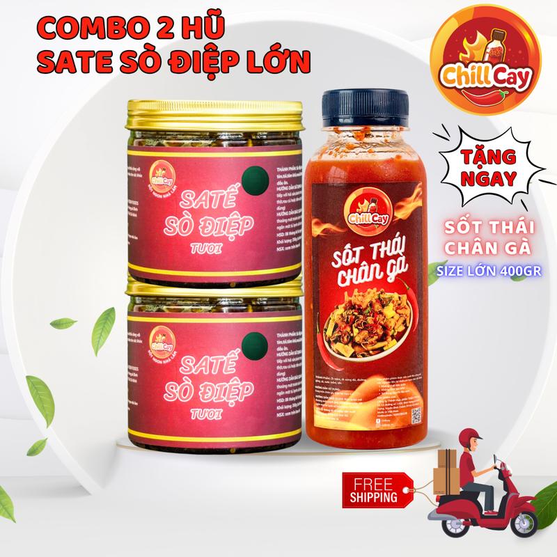 Combo 2 hũ sate sò điệp - KÈM QUÀ TẶNG - 400GR SỐT THÁI TRỘN CHÂN GÀ Food Nước Sốt Gia Vị Trộn Mì Miến