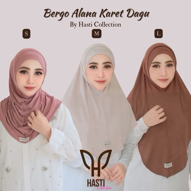 HASTI - Bergo Instan Alana Karet Dagu S/M/L Kaos Rayon Airflow