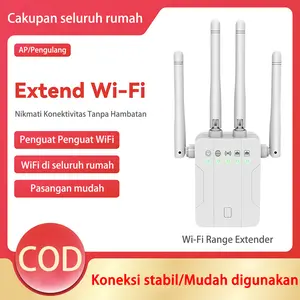 Penguat sinyal WiFi terbaru yang ditingkatkan dalam 25 tahun, repeater memiliki empat antena dan dua port jaringan, plug and play, skenario penggunaan yang kaya, dapat digunakan untuk mengatasi masalah sinyal jaringan yang buruk
